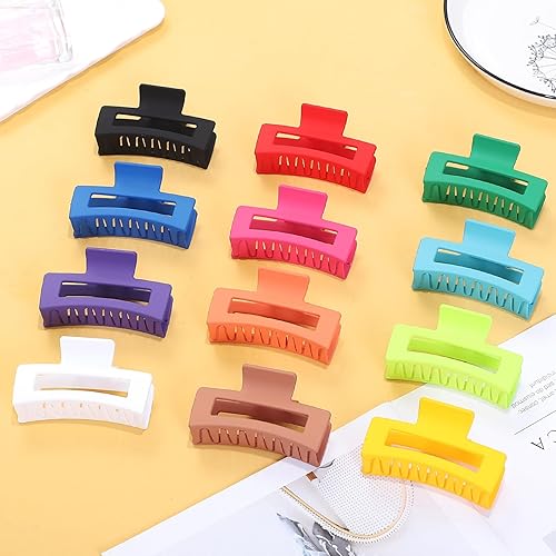 Miniatura 33 de Accesorios para el cabello mediano de 3.5 pulgadas, 12 pinzas cuadradas para cabello grueso y fino, pinzas rectangulares rectangulares