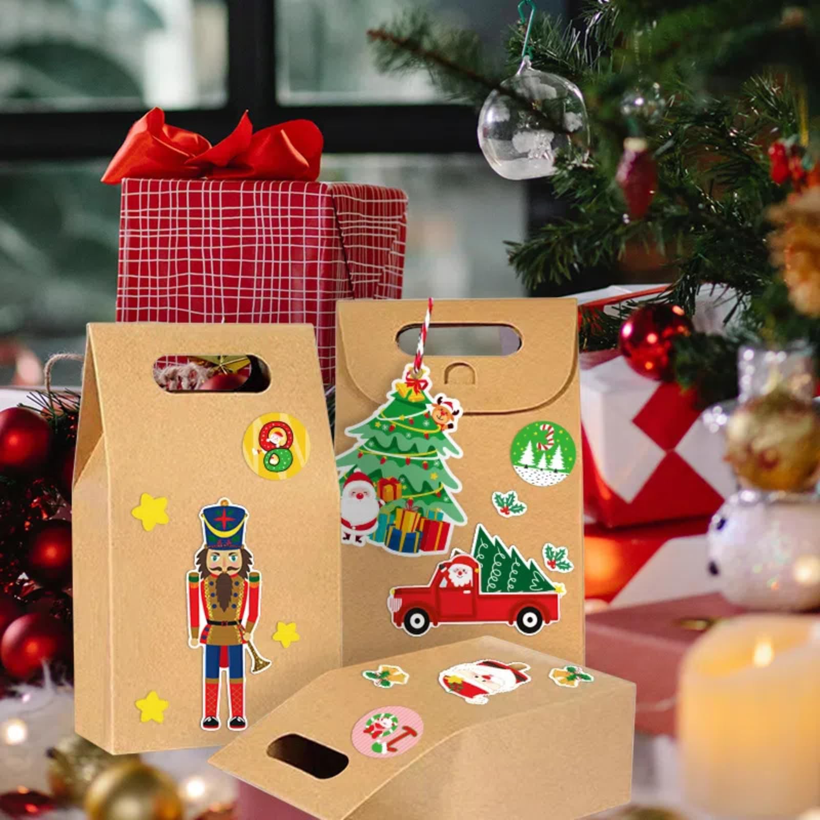 Set completo di 24 sacchetti di carta per calendario dell'Avvento fai da te, vuoti, 24 giorni, per conto alla rovescia di Natale, scatole regalo da riempire, scatole di cartone per bambini, adulti e