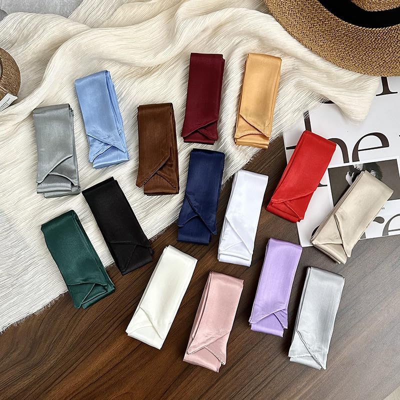 10 Pieces Skinny Long Thin Satin Small Scarf Bag Scarf Sash Ribbon Choker for Women Girls4