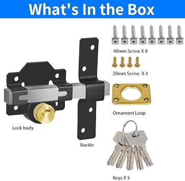 Long Throw Gate Long, 70mm, Mortise Lock for Wooden Door & Gate, Double Sides Locking, 5 Keys