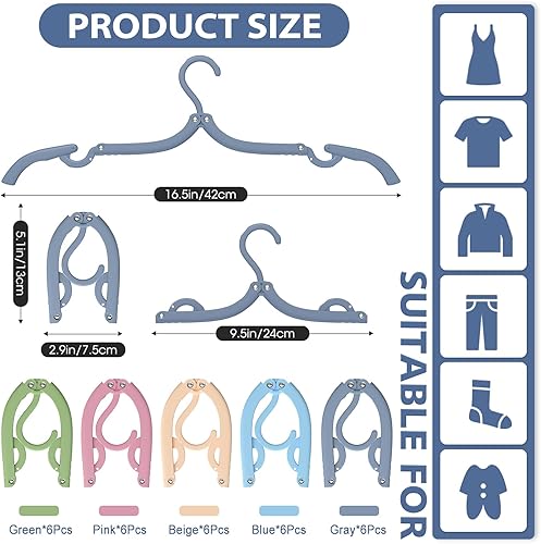 Miniatura 2 de 30 perchas de viaje plegables portátiles, organizadores de viaje de plástico, accesorios de viaje esenciales, tendedero, perchas plegables para