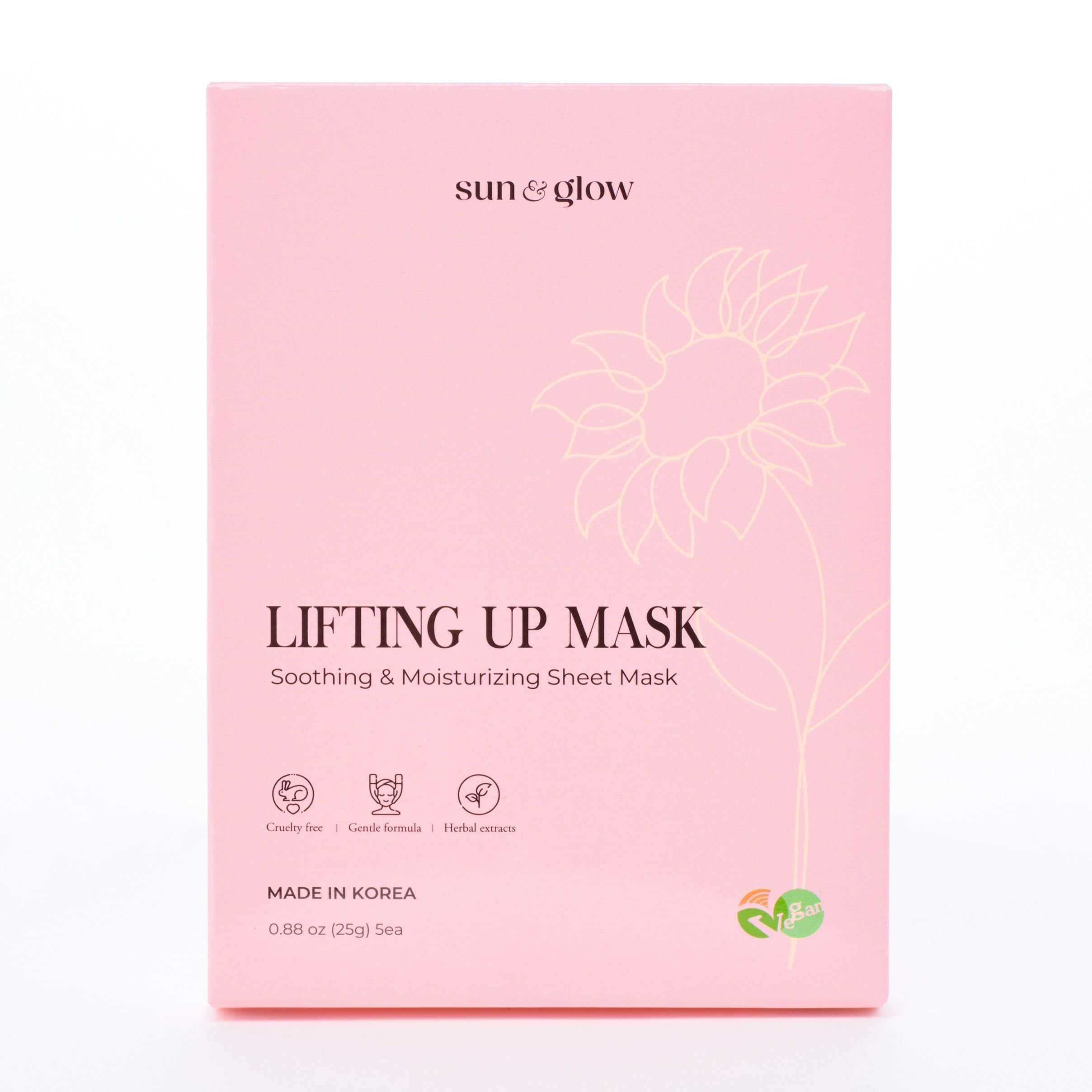 SUN & GLOW VEGAN LIFTING UP MASK Featuring a blend of Herbal Ingredients and Components Soothing and Moisturizing Sensitive Skin Korean Skincare Home