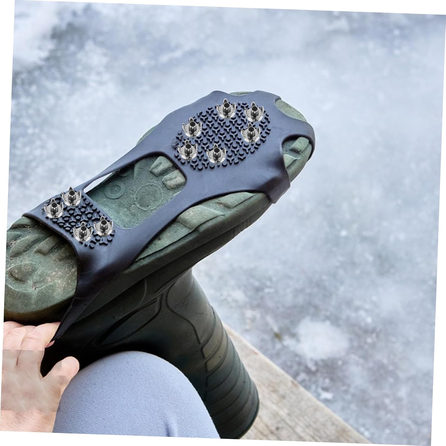 KICHOUSE 50pcs Anti-Slip Crampons for Shoes Ice Cleats for Boots Fine Grip Secure Fit for Winter Sports