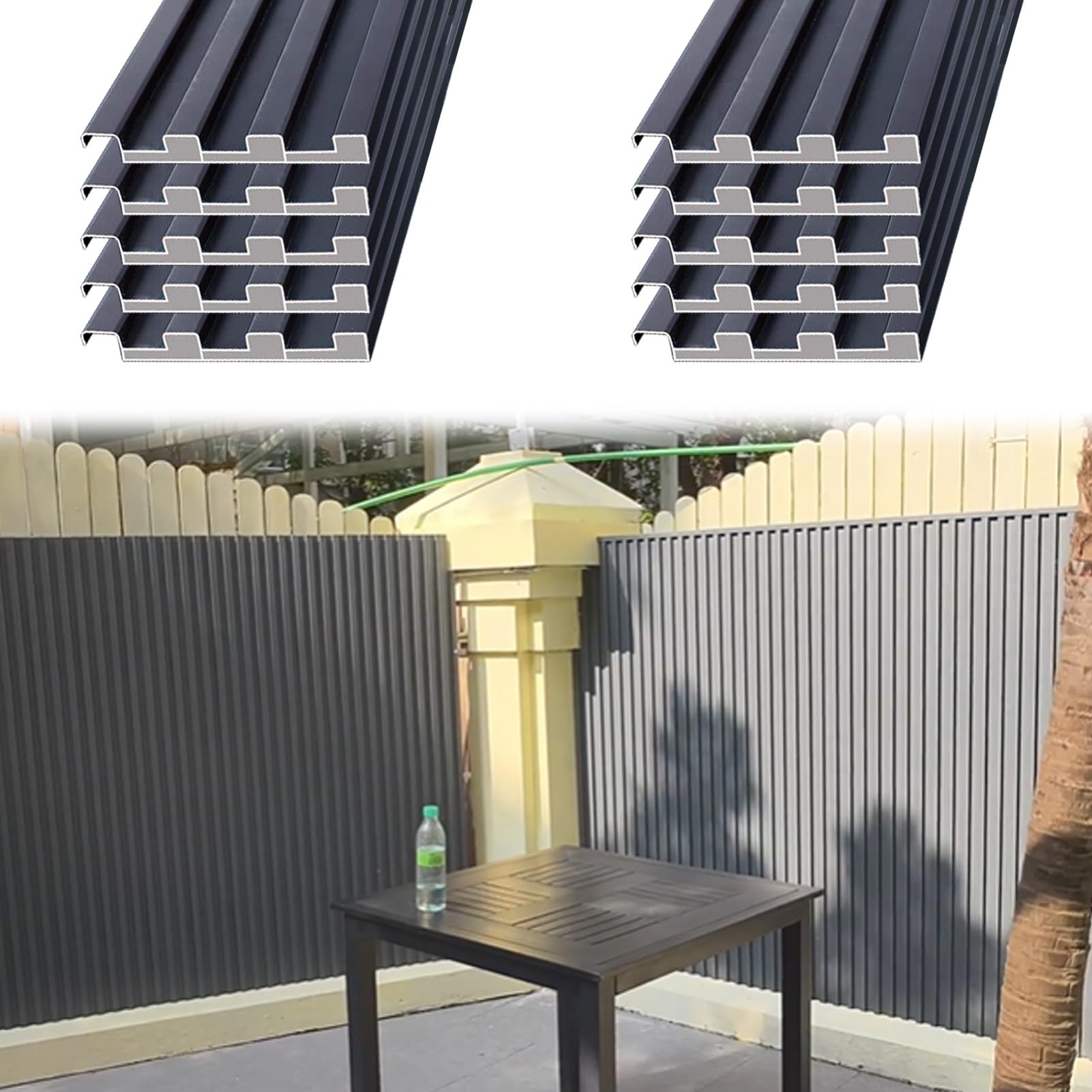 Paneles para Tejado 10 Paneles de Techo de Metal Corrugado, Revestimiento de Pared para Cercas de Jardín Al Aire Libre, Tablero de Cubierta de Revestimiento de Techo con Relleno(L-1.1m/3.6ft)