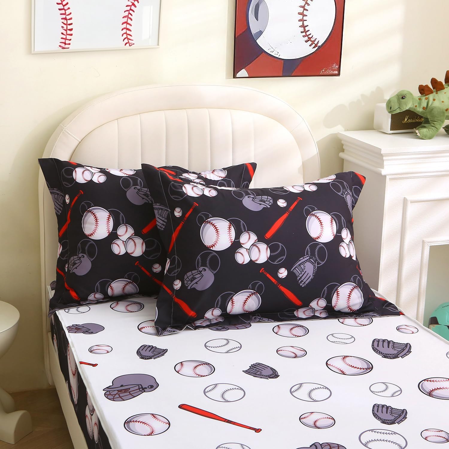 Boys Baseball Bedding Comforter Sets Zipper Bedding Set for Kids Black Sports Bed Set for Children Bedroom Decor - Image 8