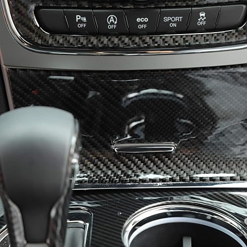 Miniatura 6 de CheroCar Calcomanías de almacenamiento de consola central de fibra de carbono real para Jeep Grand Cherokee 2014-2025, accesorios interiores, 1