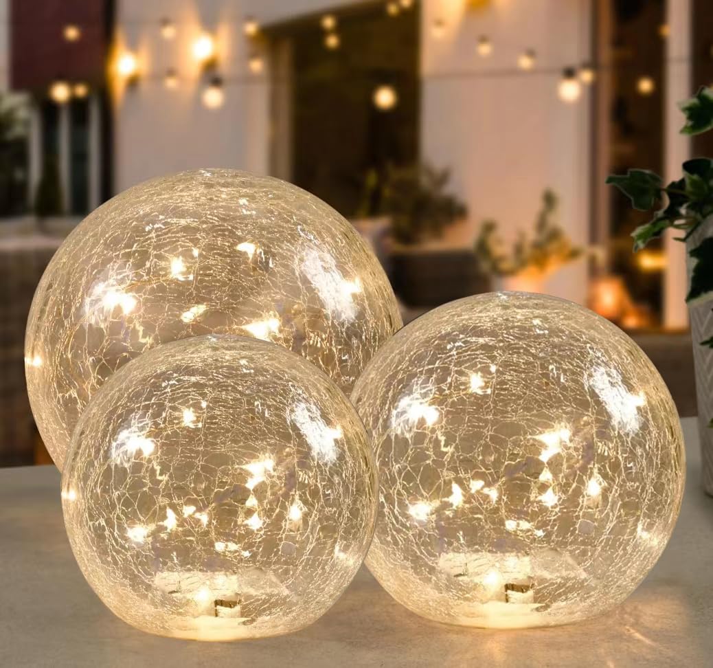 Splitle Globe LED Lamp Battery Operated Lighted Glass Orb for Festival