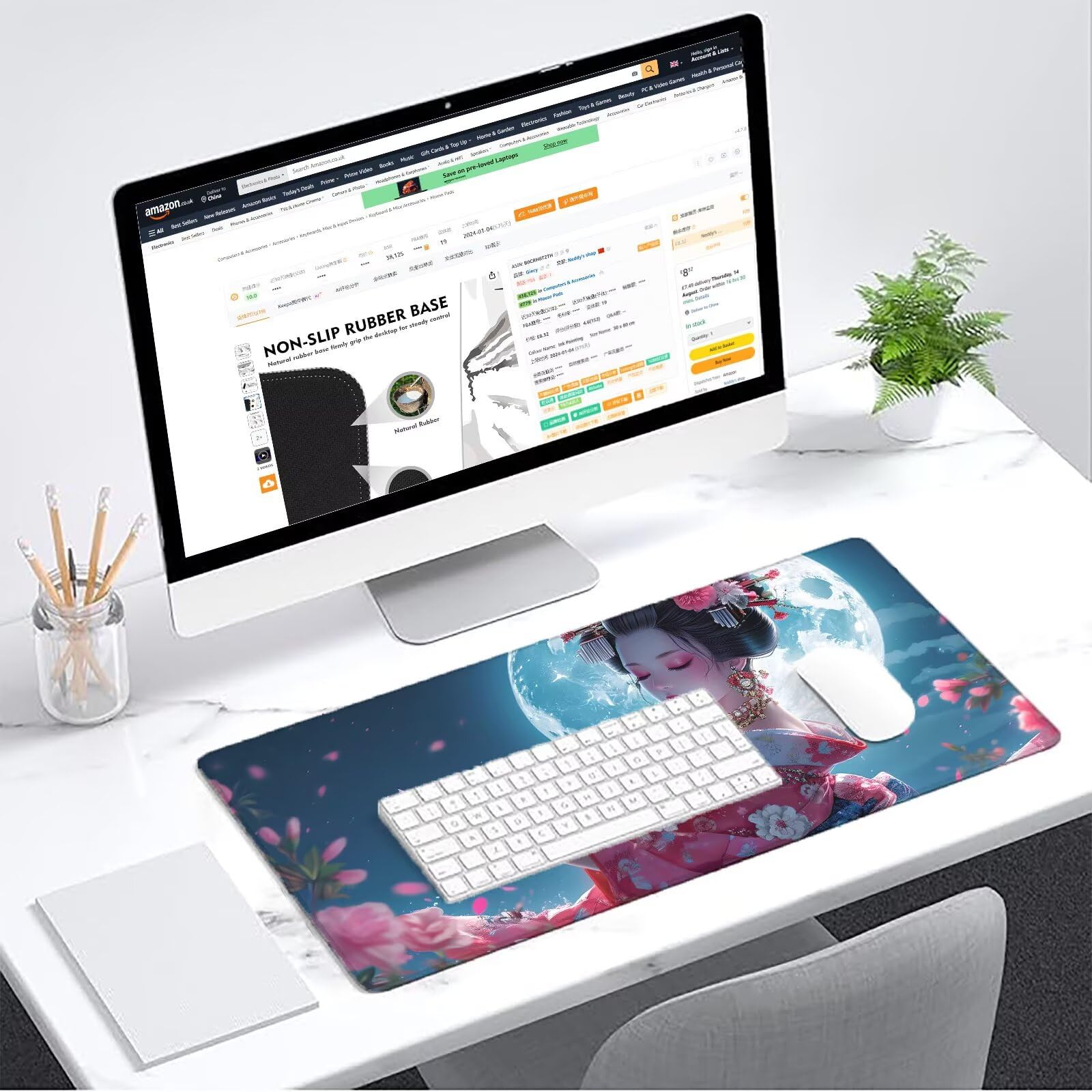 Podkładka pod mysz XXL 1600 x 800 mm różowa podkładka pod mysz dla kobiet podkładka pod mysz biurową podkładka do gier antypoślizgowa gumowa podstawa zszyte krawędzie akcesoria biurowe do gier do