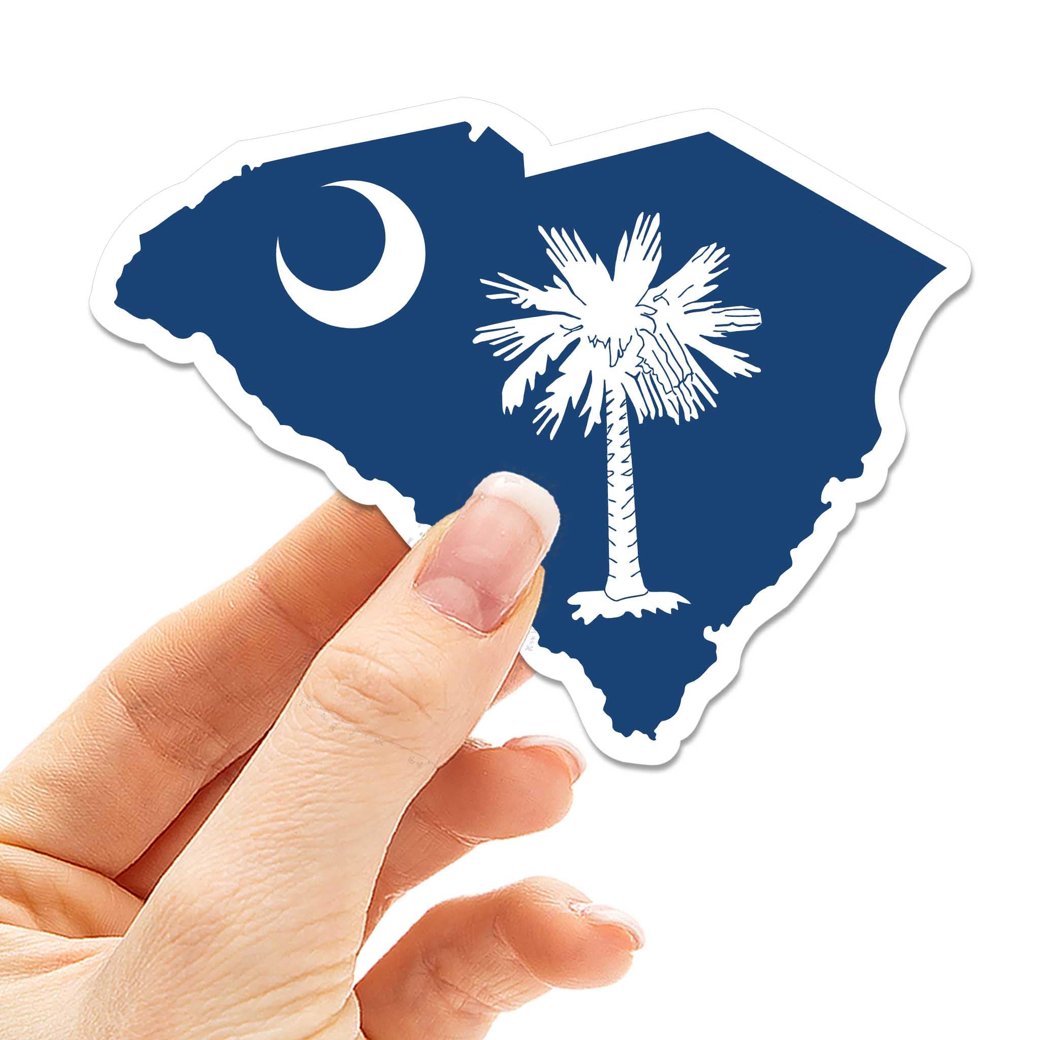 South Carolina Palmetto Bumper Sticker - Blue SC State Flag Decal for Hydroflask - Cute Southern Gifts