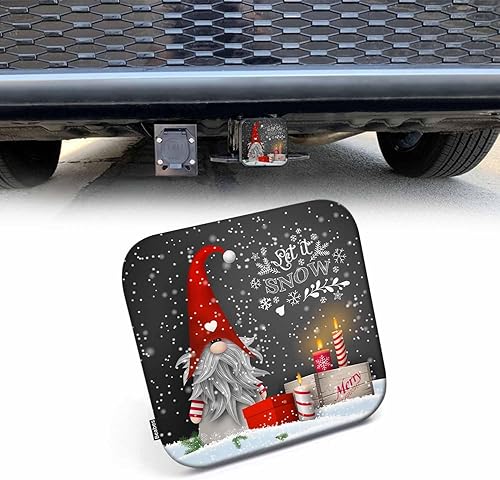 Beabes Cubierta de tubo de enganche de receptor de gnomo de Navidad, cajas de regalo de velas de gnomo enano, cubiertas de enganche trasero de