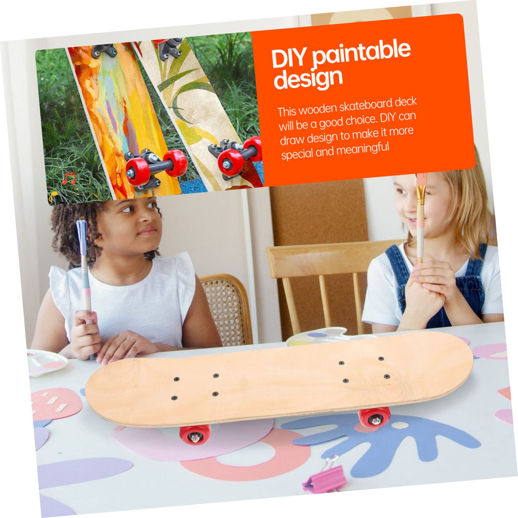 Toddmomy Planche À roulettes Vierge DIY Graffiti 23 Pouces en Bois pour Enfants - Skateboard Créatif À Personnaliser Facilement Cadeau pour Activités Extérieures Et Loisirs