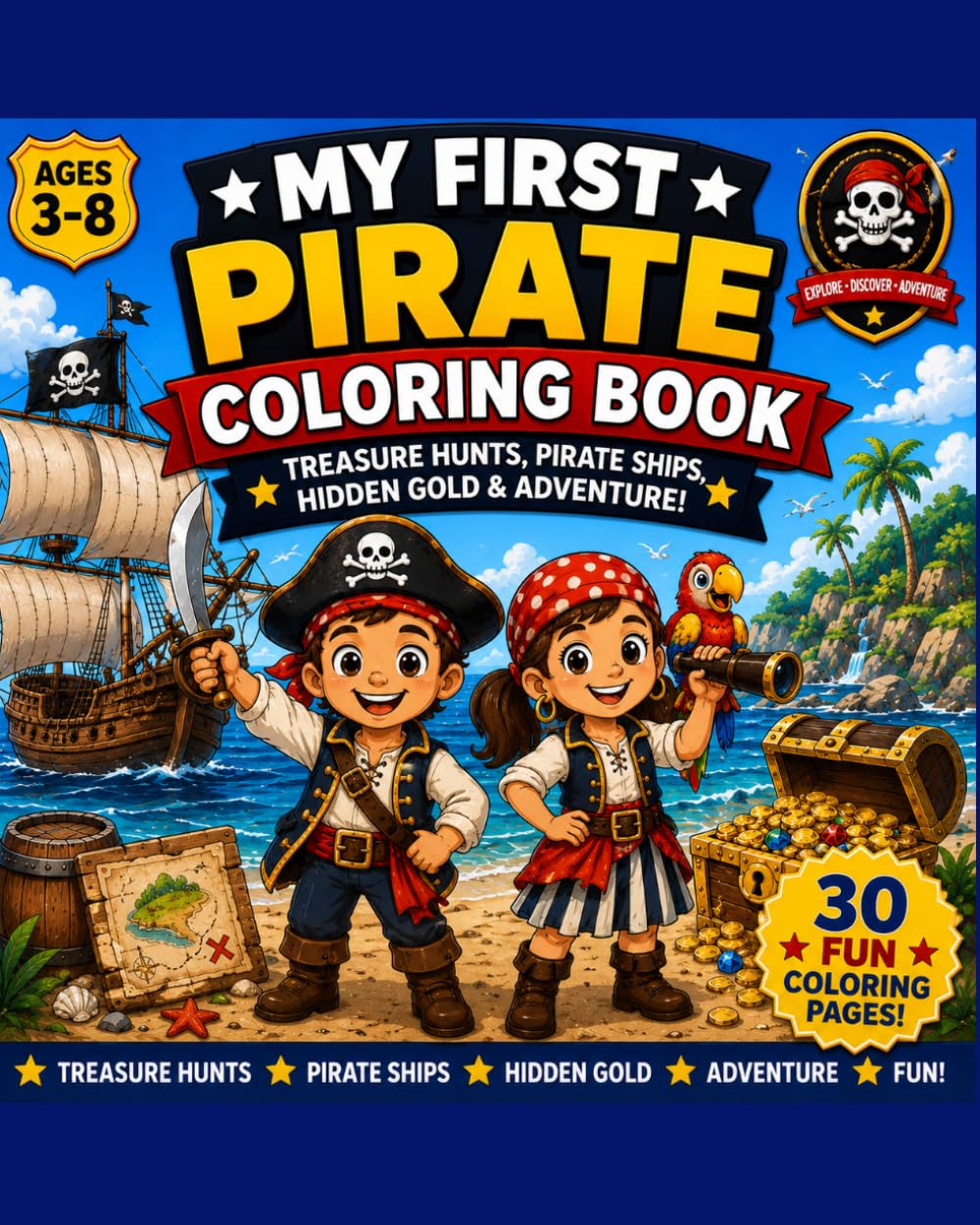 My First Pirate Coloring Book: A Fun Introduction to Friendly Pirates, Treasure Hunts, Ships & Ocean Adventures