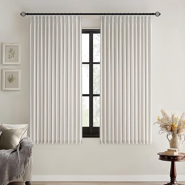MIULEE Birch Pinch Pleated 100% Blackout Linen Curtains 40x63 Inches