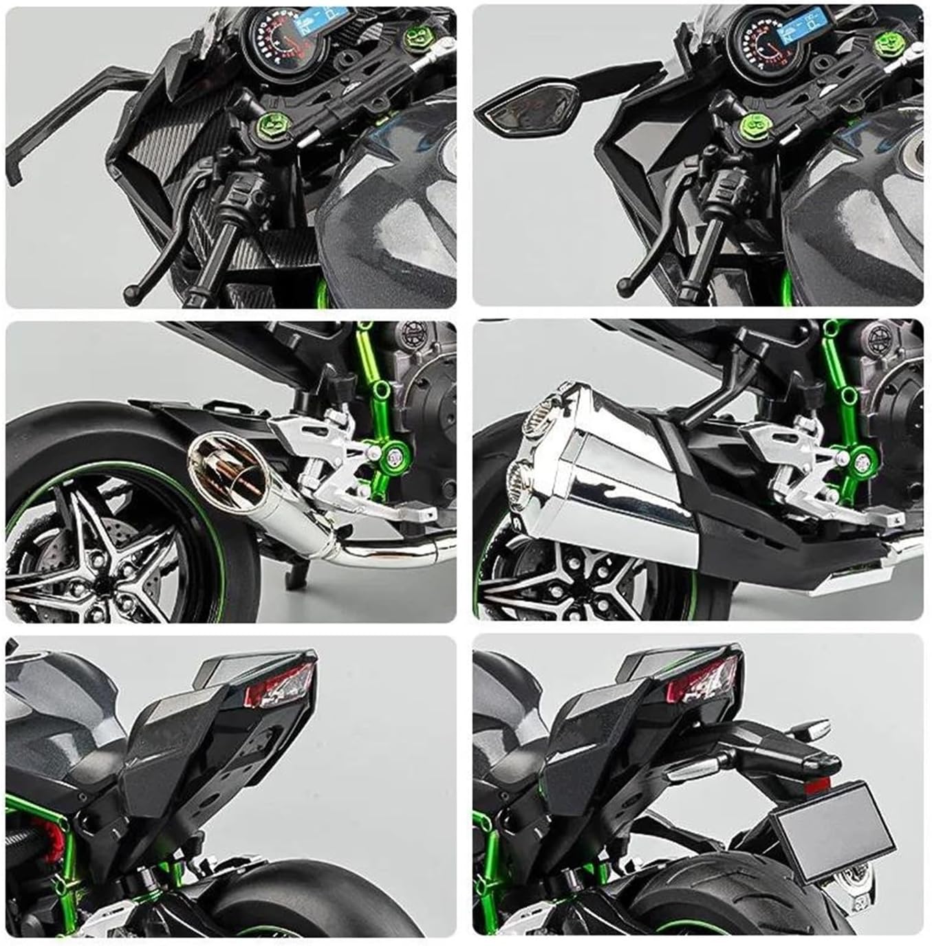 HASCBUYC 1/9 Compatible with H2R Ninja Motorcycle Miniature Diecast Metal Large Size Model Racing Sound & Light Collection Gift(H2)