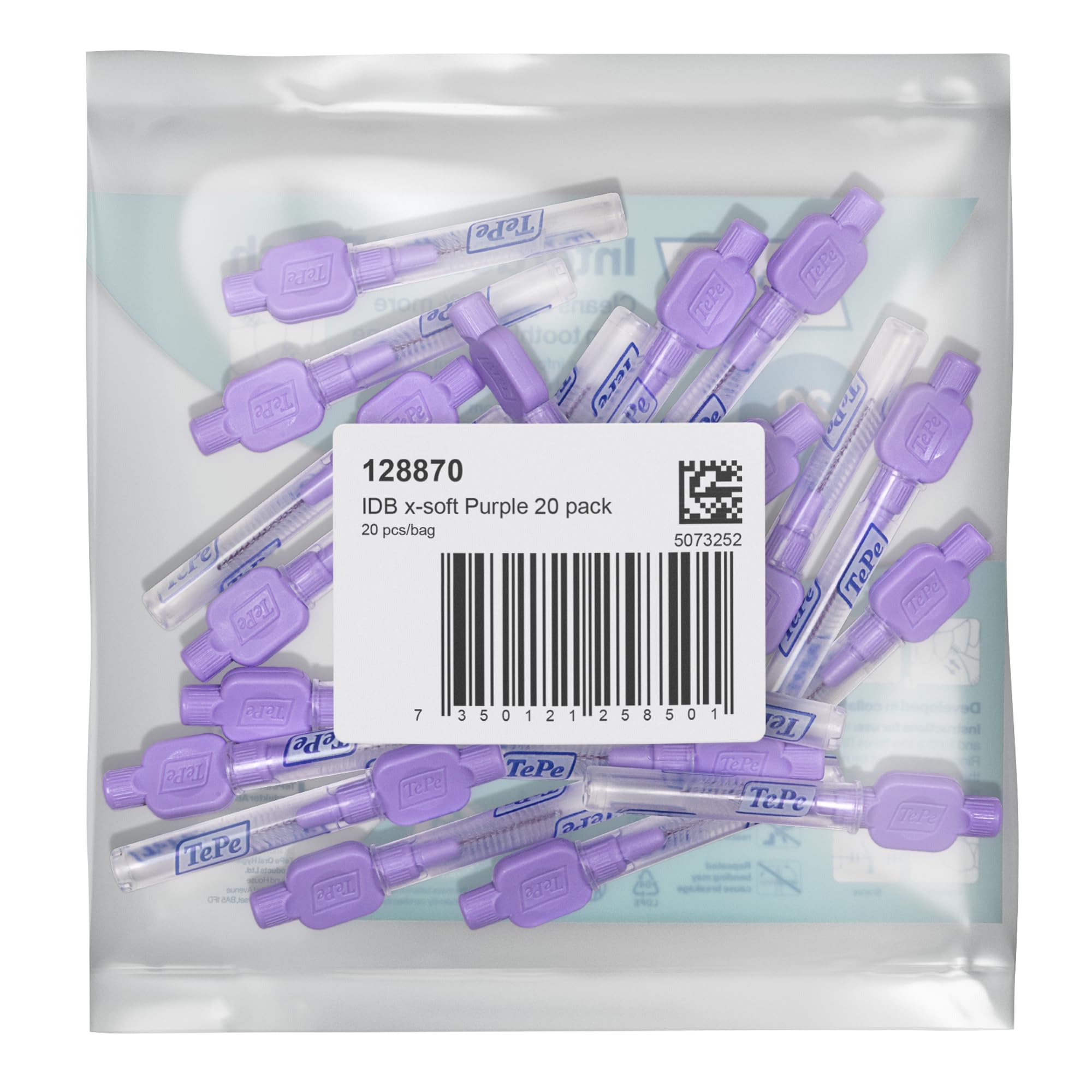 Scovolino TePe, Extra Soft, Viola, 1.1mm/ISO 6, 20pz, rimozione placca, pulizia interdentale efficace, per spazi larghi