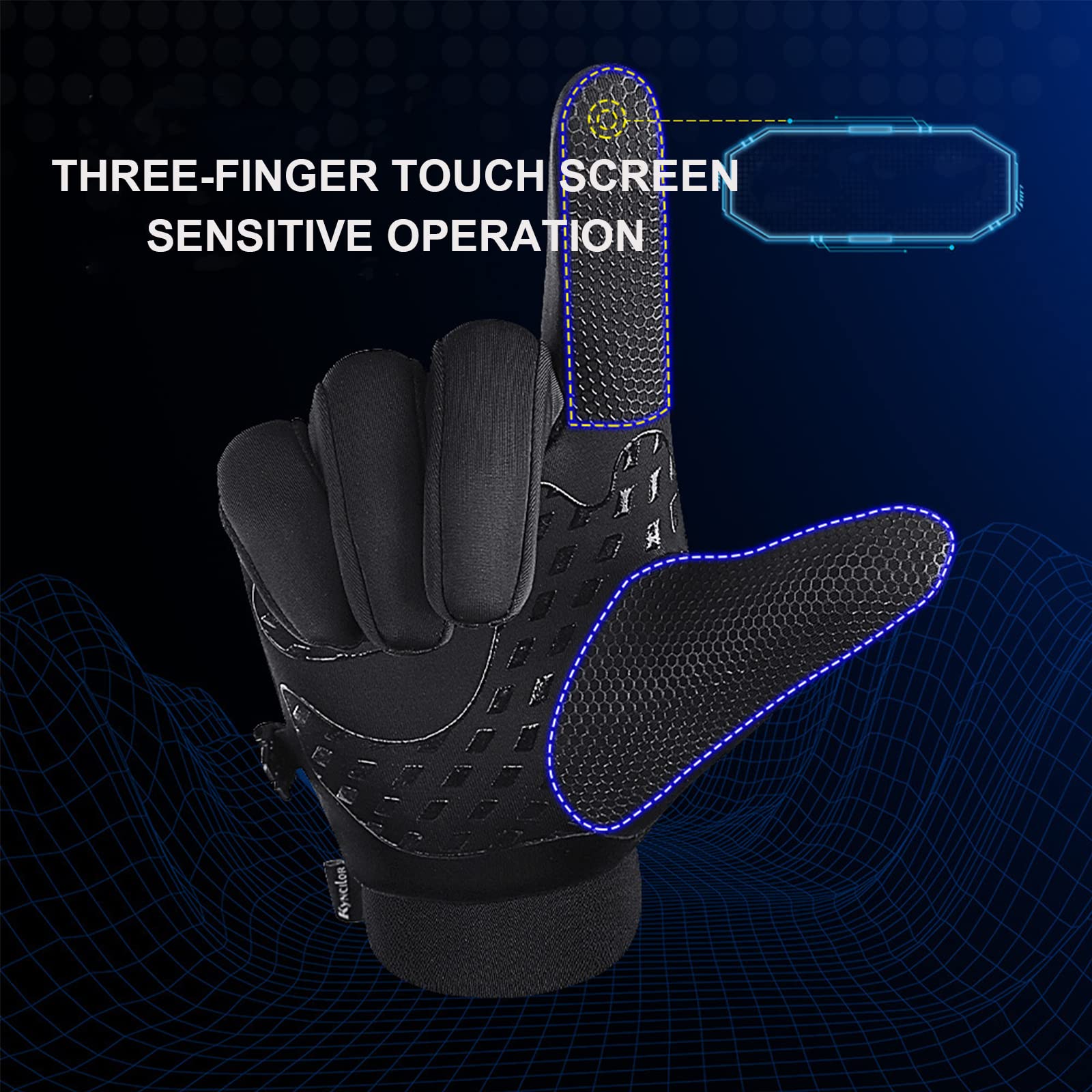 Guanti da Ciclismo Impermeabili Guanti in Pile Touch Screen in Silicone Antispruzzo Guanti Antiscivolo Caldi a Dita Intere con Tasche per Le Mani