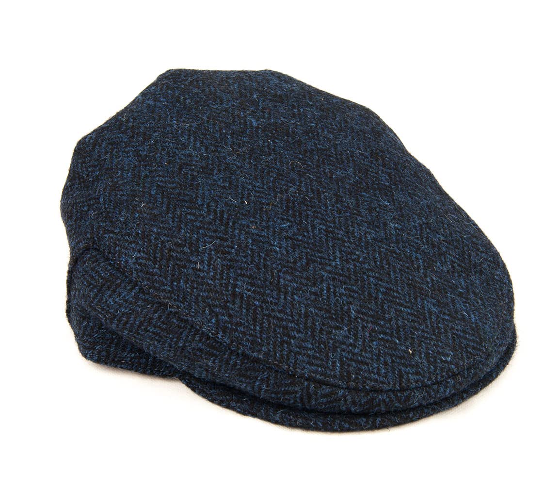 Lambland Men's Blue Traditional Yorkshire Tweed Cotton Lined Flat Peaked Cap (As8, Alpha, L, X_l, Navy)