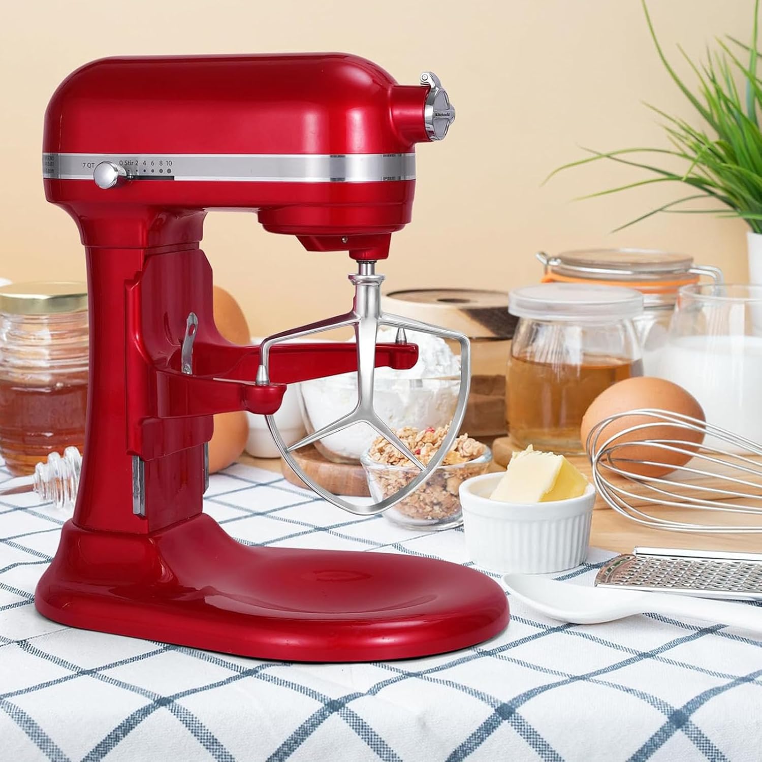 Heavy Duty Stainless Steel Flat Beater Replacement for 7QT Bowl Lift Stand Mixer Easy Attachment Accessories Kitchen Paddle Baking Pastry Dough Mixing