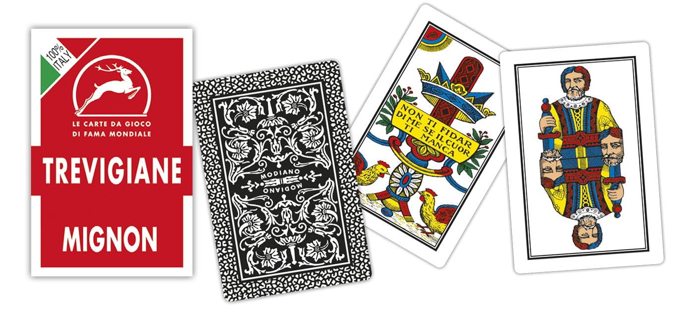 Modiano Trevigiane Mignon – Regional Playing Cards in Mignon Size (Smaller than Traditional Cards) – 320 gsm Duplex Cardboard – 100% Made in Italy for Scopa, Briscola, Tresette, and Solitaire