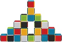 Infantino Press & Stay Sensory Blocks 24pc Set - Easy Stack Baby Building Toy 12 Months+ Multicolor
