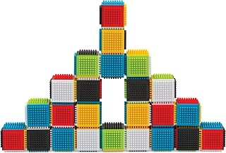 Infantino Press & Stay Sensory Blocks 24pc Set - Easy Stack Baby Building Toy 12 Months+ Multicolor