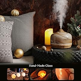 Porseme 500ml Glass Essential Oil Diffuser Aromatherapy Ultrasonic Cool Mist Humidifier 15-21 Running Hours Waterless Auto-Off Air Diffusers for Sleeping,Yoga,Office Working,Spa and Rest (Desert)