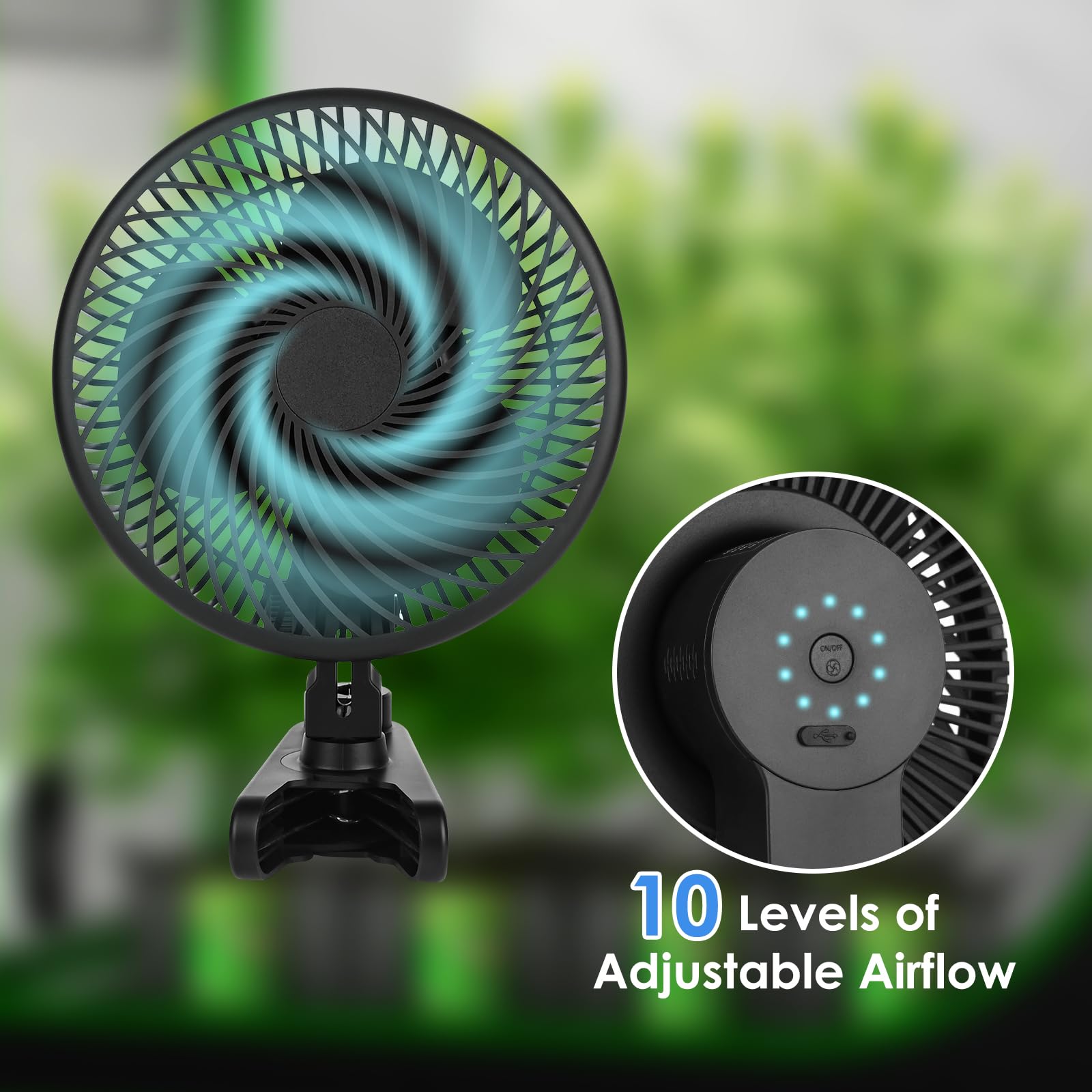 Ventilador de Clip, 10 Velocidades Ventilador Grow, Motor EC Ventilador para Armario de Cultivo Grow