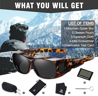 DUCO HD Polarized Sunglasses That Fit Over Glasses for Men Women 8965 | UV400 Protection, Lightweight, TR90 Frame, Skin-Friendly, Wrap Around Sunglasses For Driving, Daily, Sports