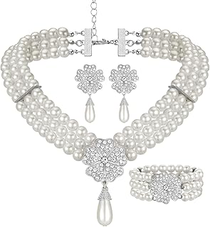 女性 誕生日プレゼント ネックレス シルバー アクセサリー 結婚式 ネックレス 真珠ペンタグラムネックレス イヤリング ブレスレット 花嫁アクセサリー ウエディング 耐久光沢 錆びにくい