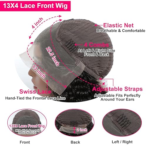 Miniatura 5 de Pelucas de cabello humano con encaje frontal transparente HD de 13 x 4 para mujeres negras, peluca frontal de onda profunda transparente HD, peluca