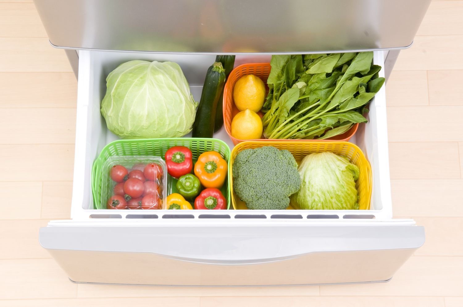 Amazon.co.jp: サンコーPC カラフル野菜室バスケット ワイド 3個組