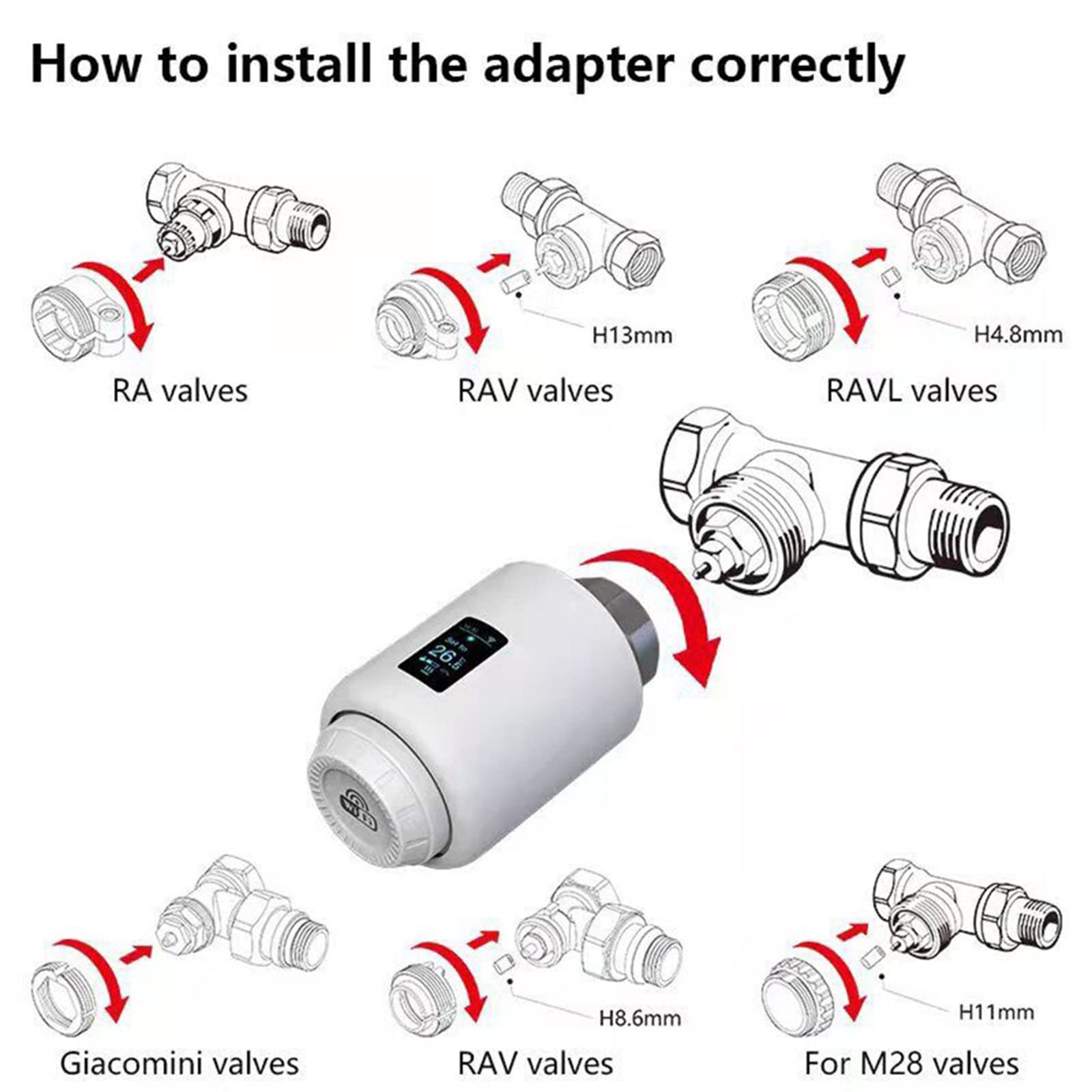 Wifi Termostatico Radiatore Attuatore Valvole Programmabile Alexa Voice Control, Wifi Direct, Nessun gateway richiesto 4pcs