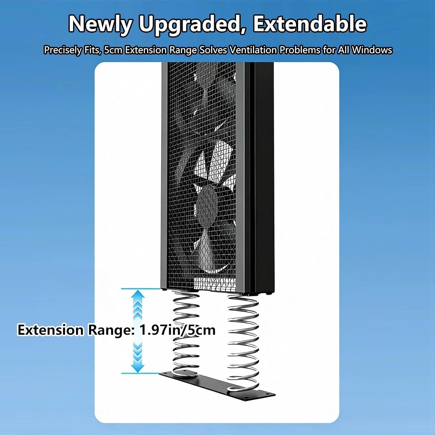 Window Exhaust Fan for Sliding Windows, Adjustable Speed Vertical Window Fan, Bathroom Window Fan No Need to Drill Holes embedDed Installation,47.24-49.21in(120-125cm)