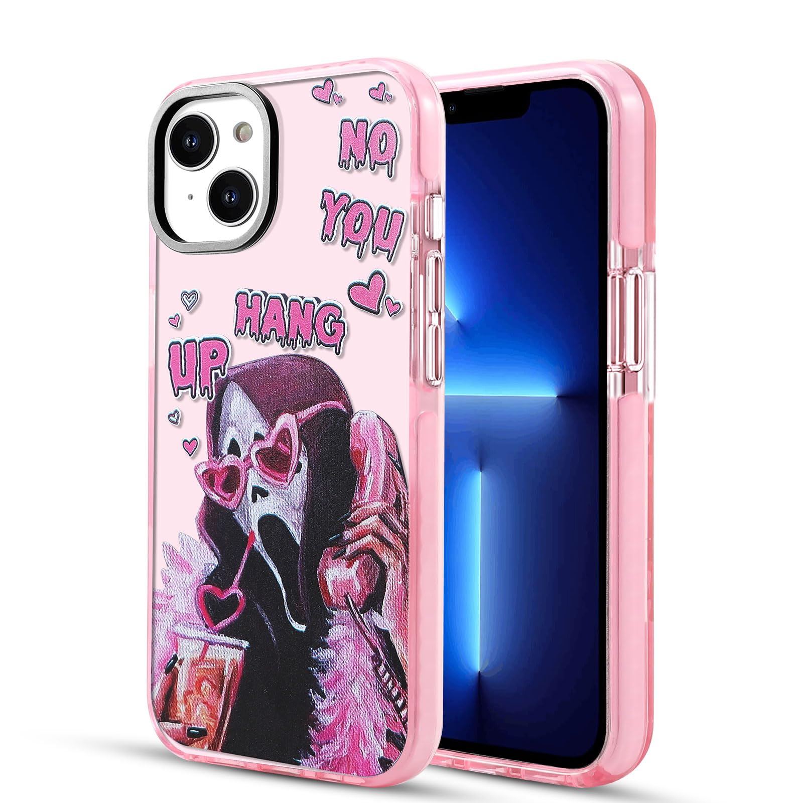 Yebowe Ghostface Scream Horror Skeleton Skull Print Case for iPhone 13/14 6.1" Clear
