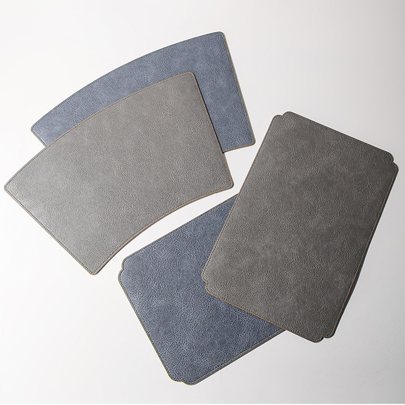 Set di 4/6 tovagliette in pelle PU, resistenti, impermeabili e antiscivolo, per uso interno ed esterno(Ruyi blue,Set of 4)
