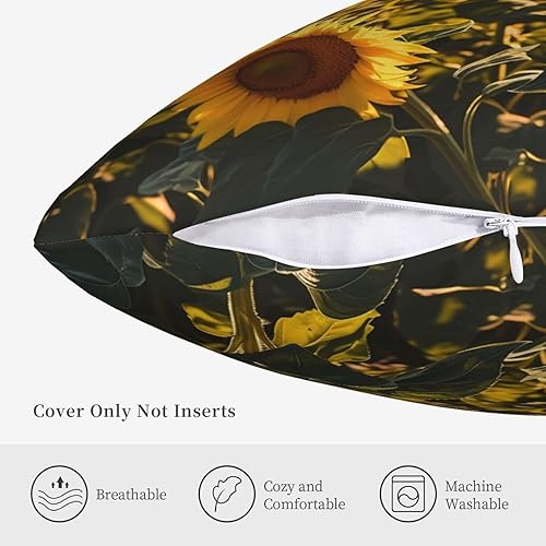 Miniatura 4 de Decorative Throw Pillow Covers 22"x22" Square Pillow Covers for Sofa Sunshine Sunflowers Double Sided Throw Pillow Cases Soft Plush Decorative