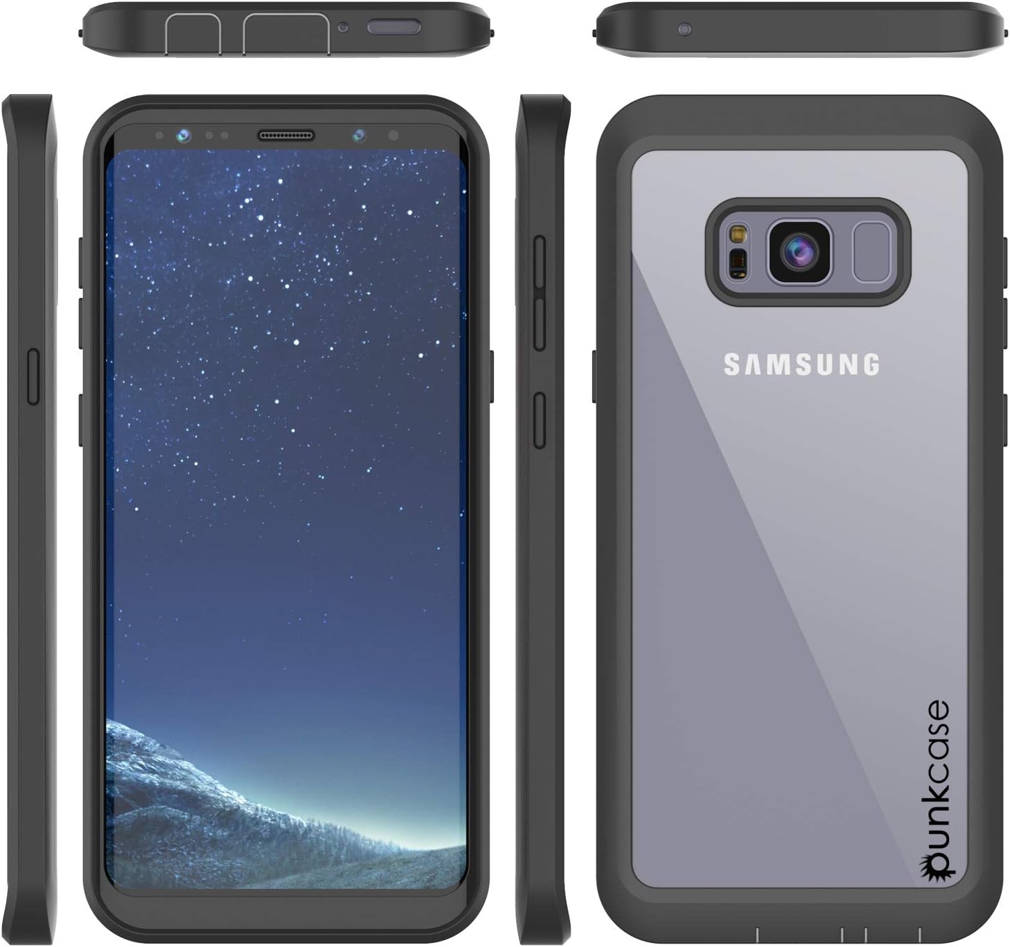 PunkCase Galaxy S8 Plus Case, [Spartan Series] Clear Rugged Heavy Duty Cover W/Built in Screen Protector | Ultra Slim 360 Full Body Protection Compatible W/Samsung Galaxy S8 Plus [Black]