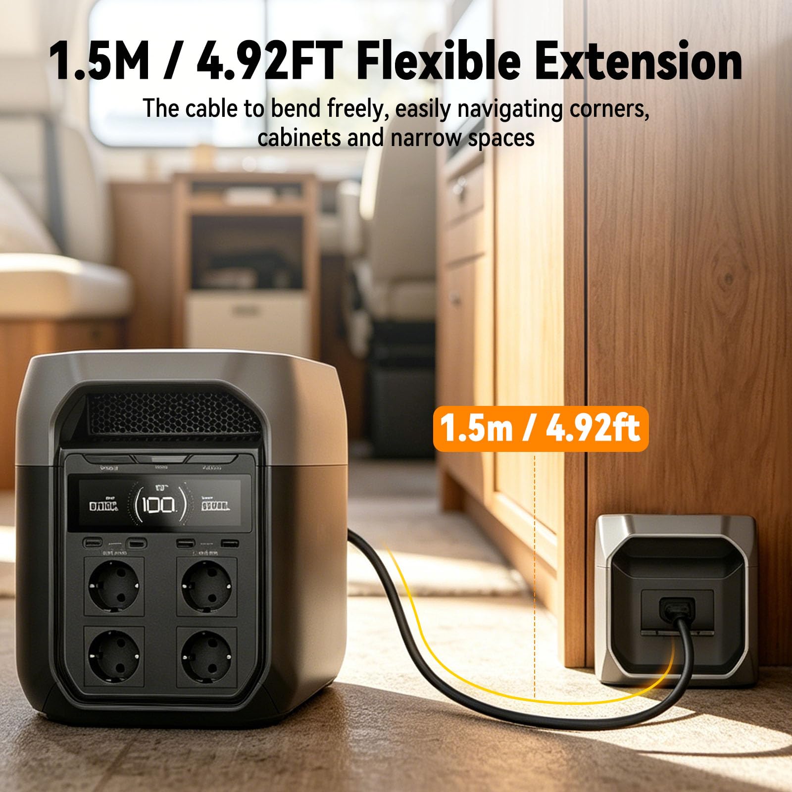 Cable de batería extra de 1,5 m con bolsa de almacenamiento para Ecoflow Delta 2/2 Max/Max/3/3 Plus/3/1500/Wave 2/Wave 3, XT150 Cable de conexión de batería extra, no para Delta Pro/Pro 3