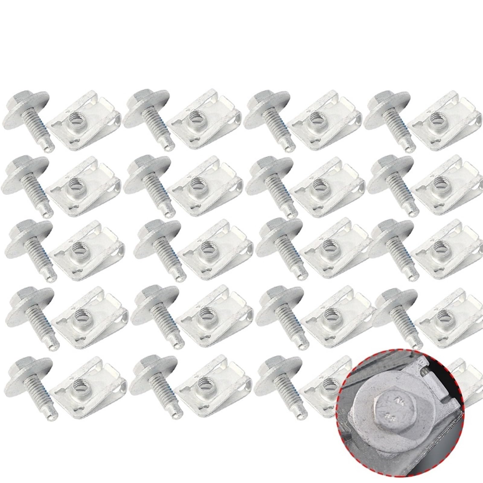 Schraubenset M6 Motor-Unterschutz-Chassis-Schrauben, Sechskantschraube mit Unterlegscheibe, universelles Befestigungsset for Karosserieteile, Kotflügel für Reparatur(20pcs)
