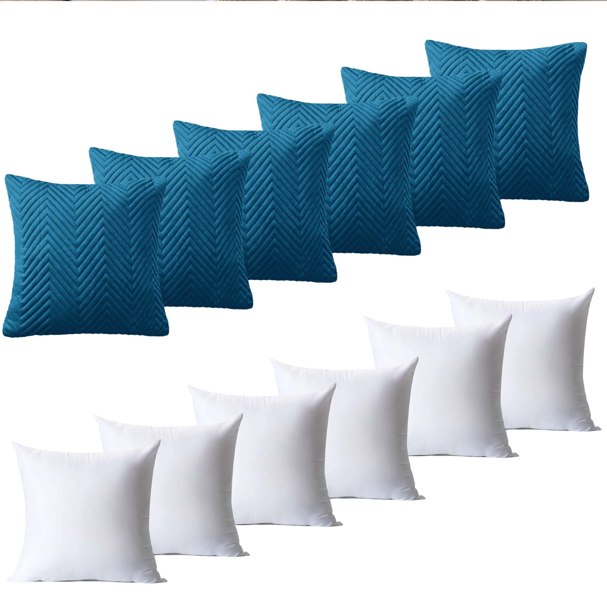 BedLooms Cushions with Covers Included 45 x 45 cm Set of 12 (6 Teal Cushion Covers, 6 Cushion Inserts) Ultrasonic Square Throw Pillow Cases Decorative Sofa Cushion with Invisible Zipper โ image 1