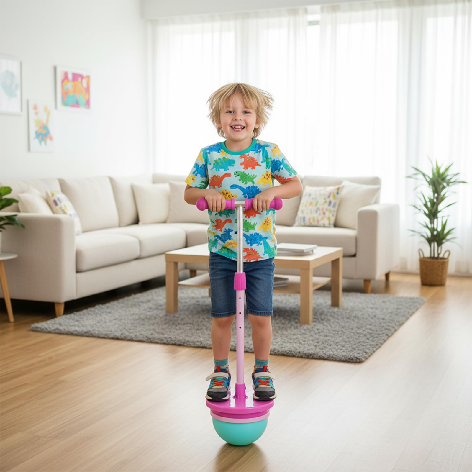 Kinder-Pogo-Stick mit Verstellbarer Höhe for Kinder 5-8 Jahre, Balance-Board, Pump-Grip, sicheres aktives Spielen for Jungen & Mädchen