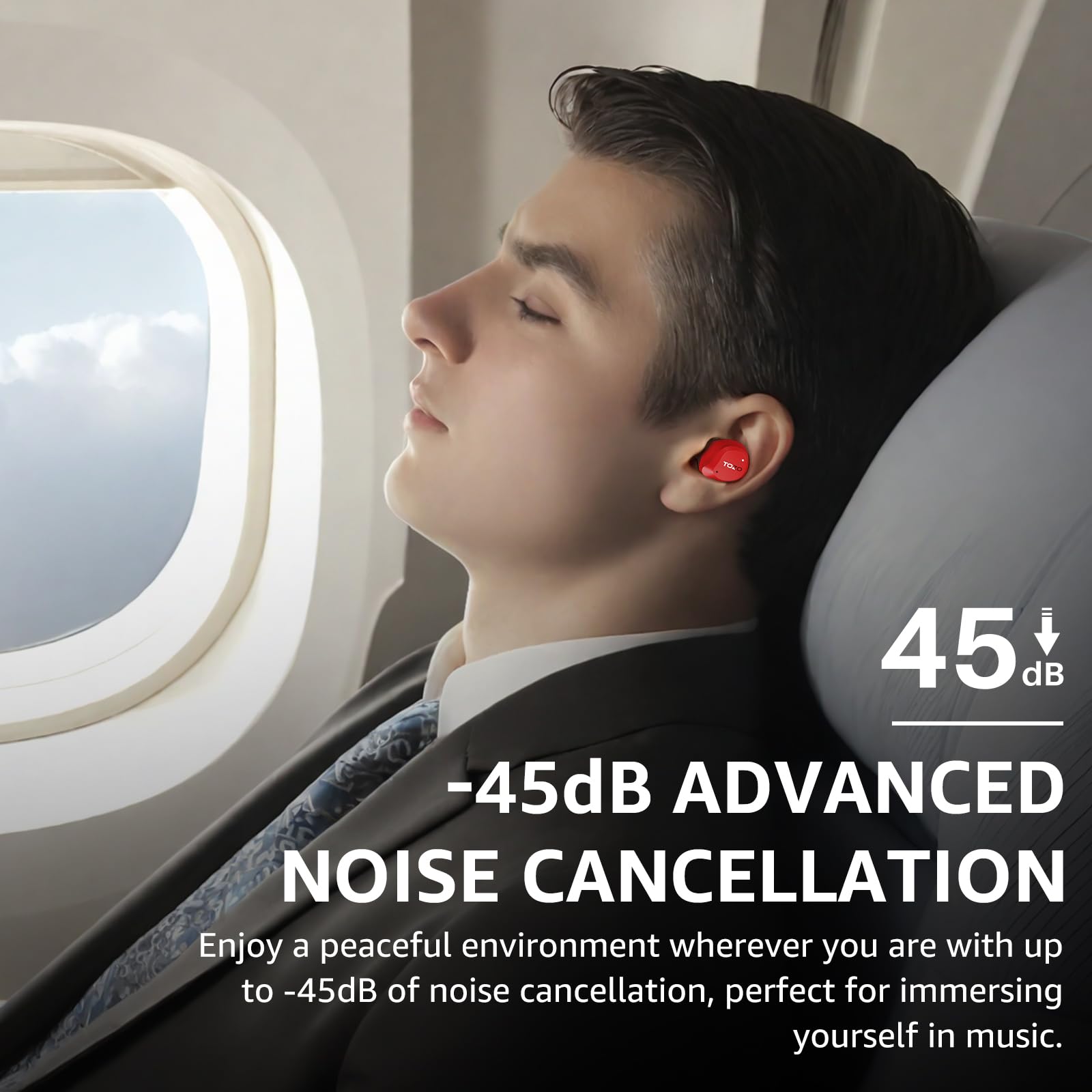 TOZO NC9 Hybrid Active Noise Cancelling Earbuds for Travel Work Calls 45dB ANC Wireless Earbuds - Image 3
