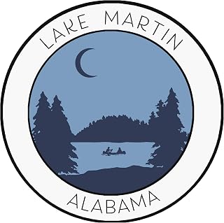 Lake Martin, Alabama Crescent Moon Boat Vinyl Printed Die-Cut Decorative Auto Decal Sticker Appliques ~ Lake Life Adventure Series