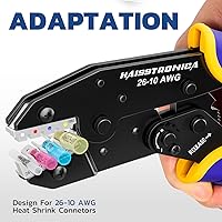 Vista 3 de Haisstronica - Herramienta de crimpado para conectores termorretráctiles, crimpadora para terminales de alambre de carraca, para conectores