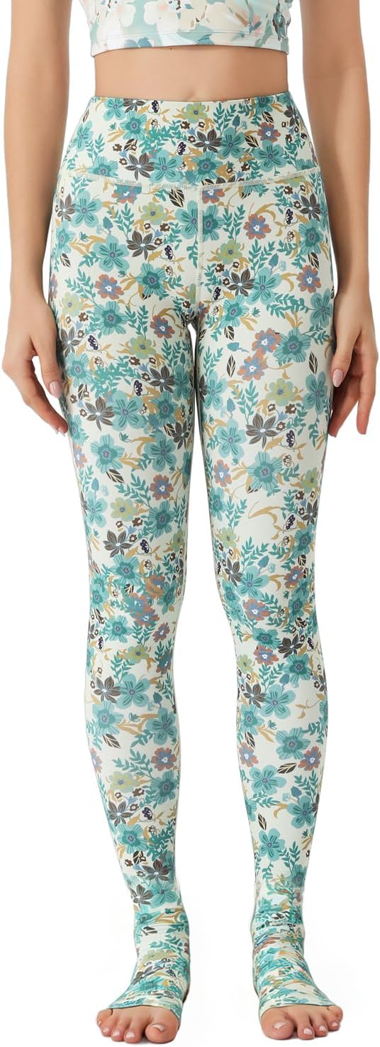 Women Workout Leggings High Waist Yoga Pants Watercolor Pattern image 2