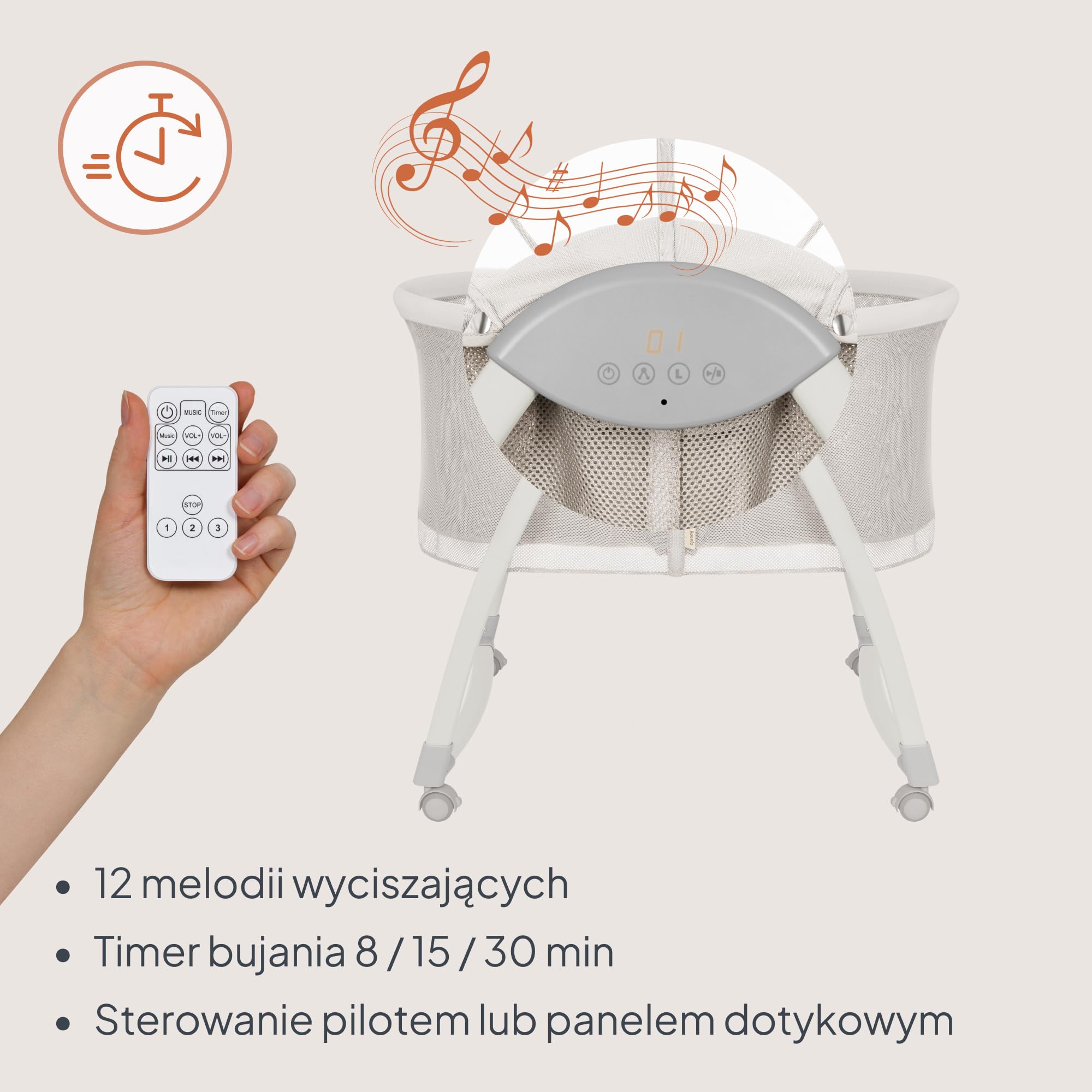 Lionelo Gaya Kołyska Elektryczna dla Niemowląt, Automatyczne Bujanie