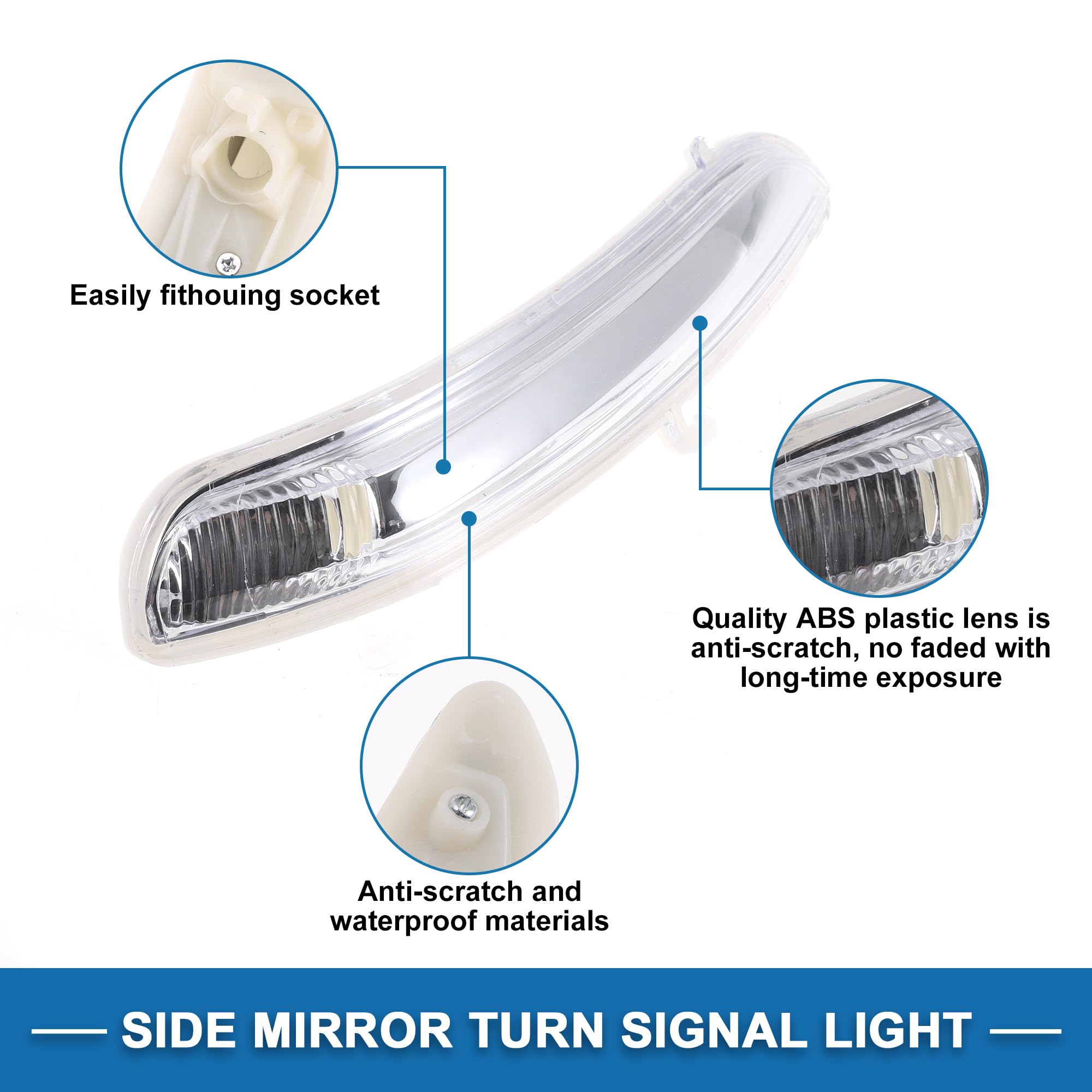 A ABSOPRO Specchietto Retrovisore con Luce di Segnalazione Sinistra No.1607512680 Lampada Luce di Segnalazione a LED per Peugeot 208 2008 2012-2017 1 Pz