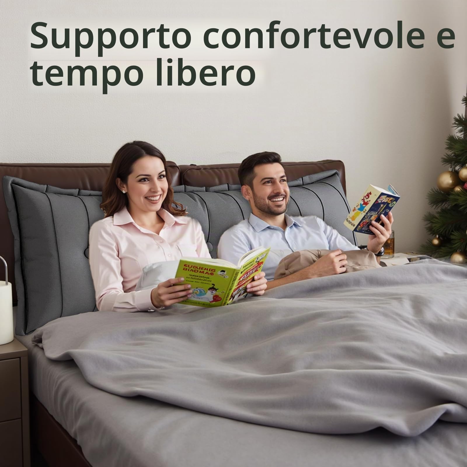 Grande cuscino per testiera letto, cuscino da lettura per sedersi a letto, schienale cuscino per supporto e posizione comoda a letto, divano, con fodera rimovibile