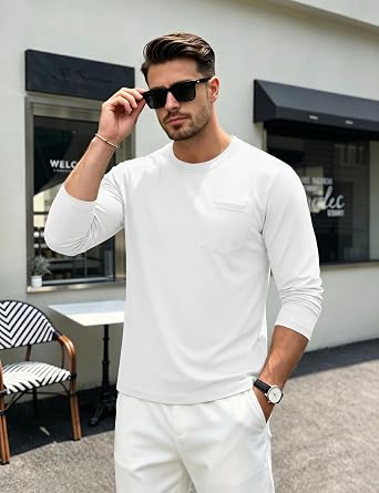Cavva Men's Basic Long-Sleeved T-Shirt with Chest Pocket