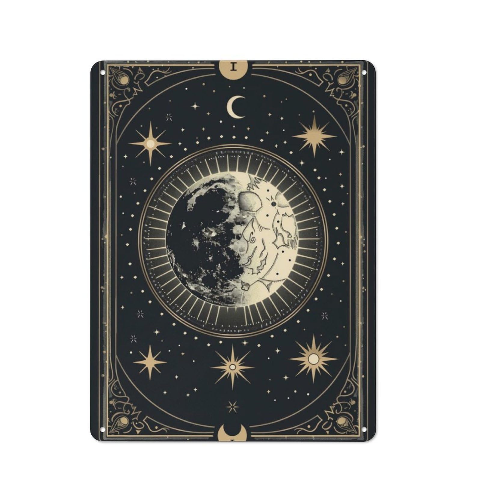 Junmoney Lunar Cycle Metal Wall Sign 40X30cm, Rustic Decor For Hallway Wall, For Metal Sign Collectors, For Garage And Workshop Walls